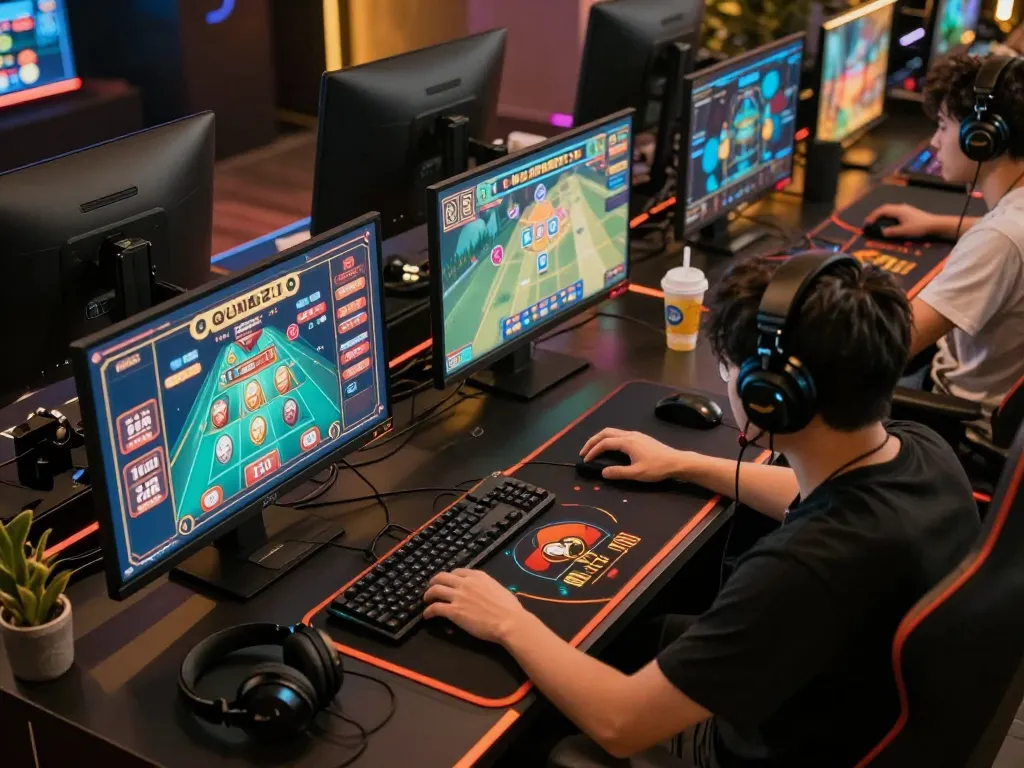 Engaging online gaming scene featuring 包网 setup with multiple screens for strategic casino gameplay.