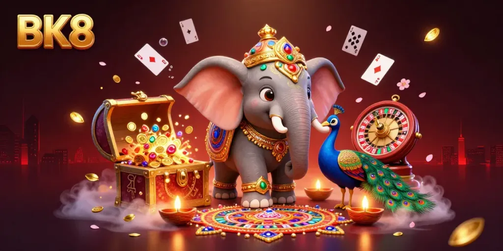 Engage in thrilling games at BK8 Casino featuring vibrant characters and rich casino elements.