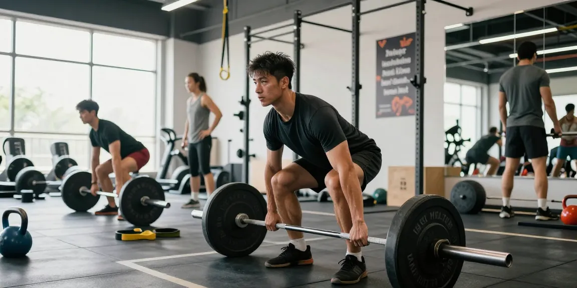 Man lifting weights at Driada Medical Shop gym, showcasing strength training and fitness dedication.