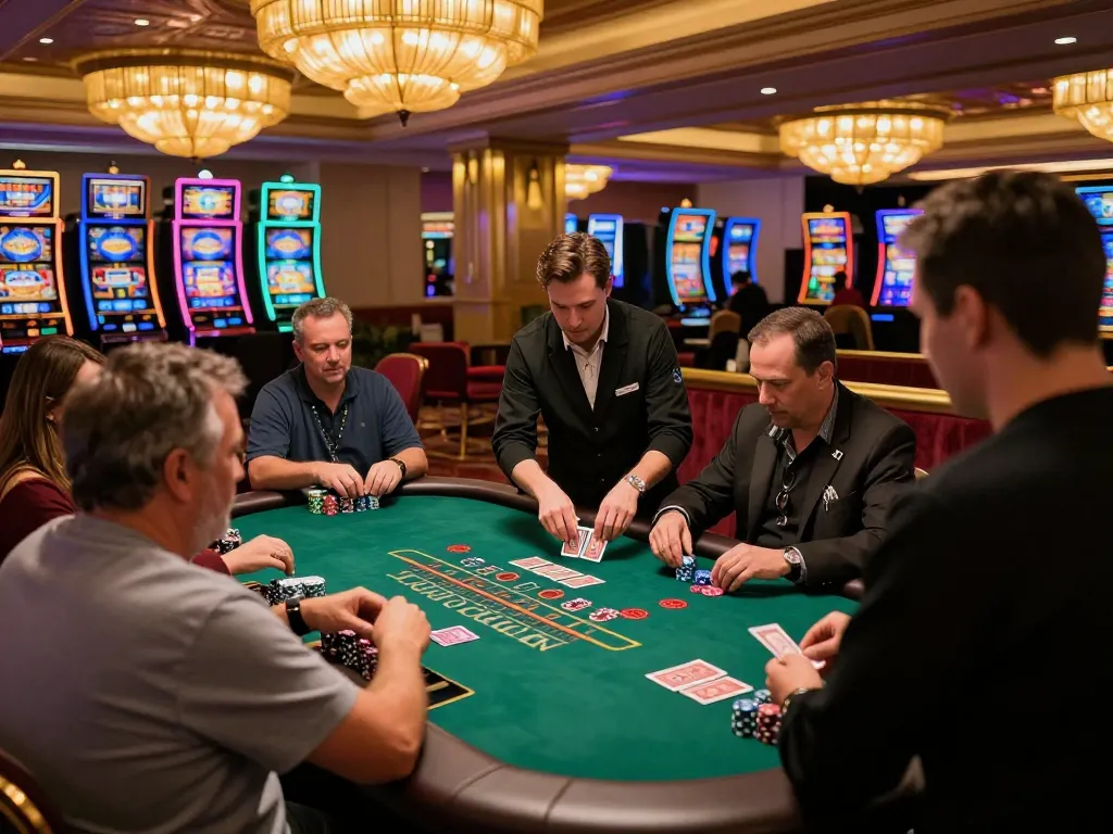 Pemain menikmati permainan blackjack yang mendebarkan di kasino DEWI88, menunjukkan permainan strategis dan suasana yang hidup