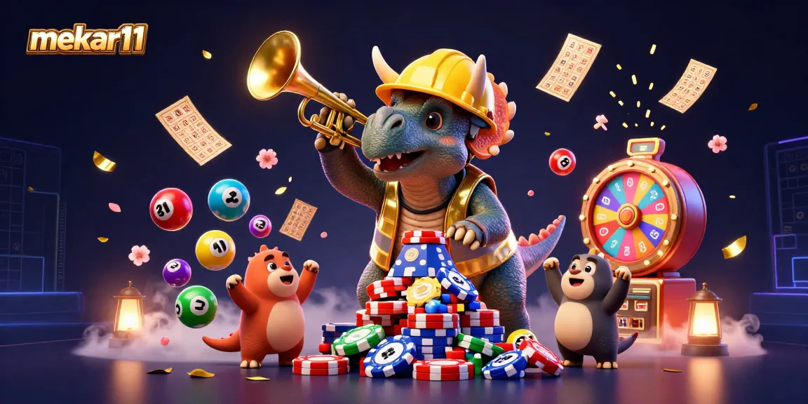Join the excitement at mekar11 with a colorful casino celebration featuring vibrant lottery elements.