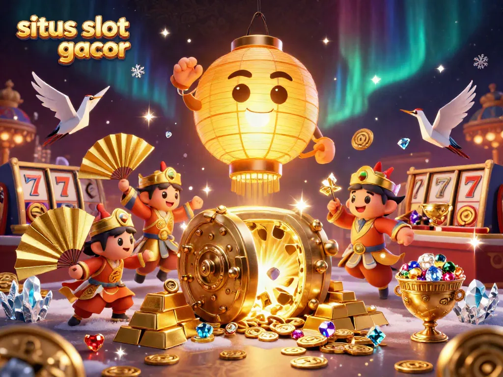 Menghasilkan kemenangan di situs slot gacor dengan karakter pencahayaan emas dalam ilustrasi 3D yang penuh warna.