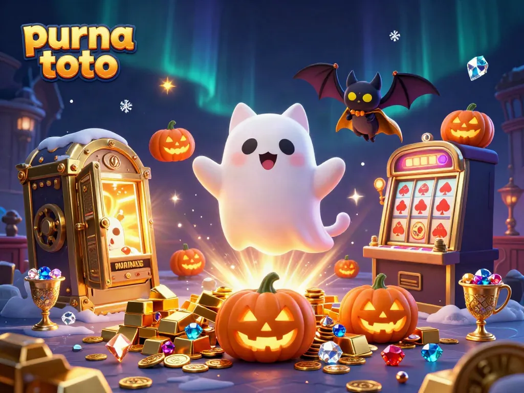 Slot gacor di PURNATOTO, kucing hantu mengapung di kasino dengan koin emas menyebar
