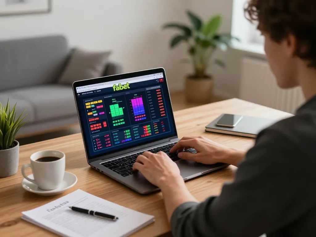 Player focused on fabet online betting session in a cozy home office environment.