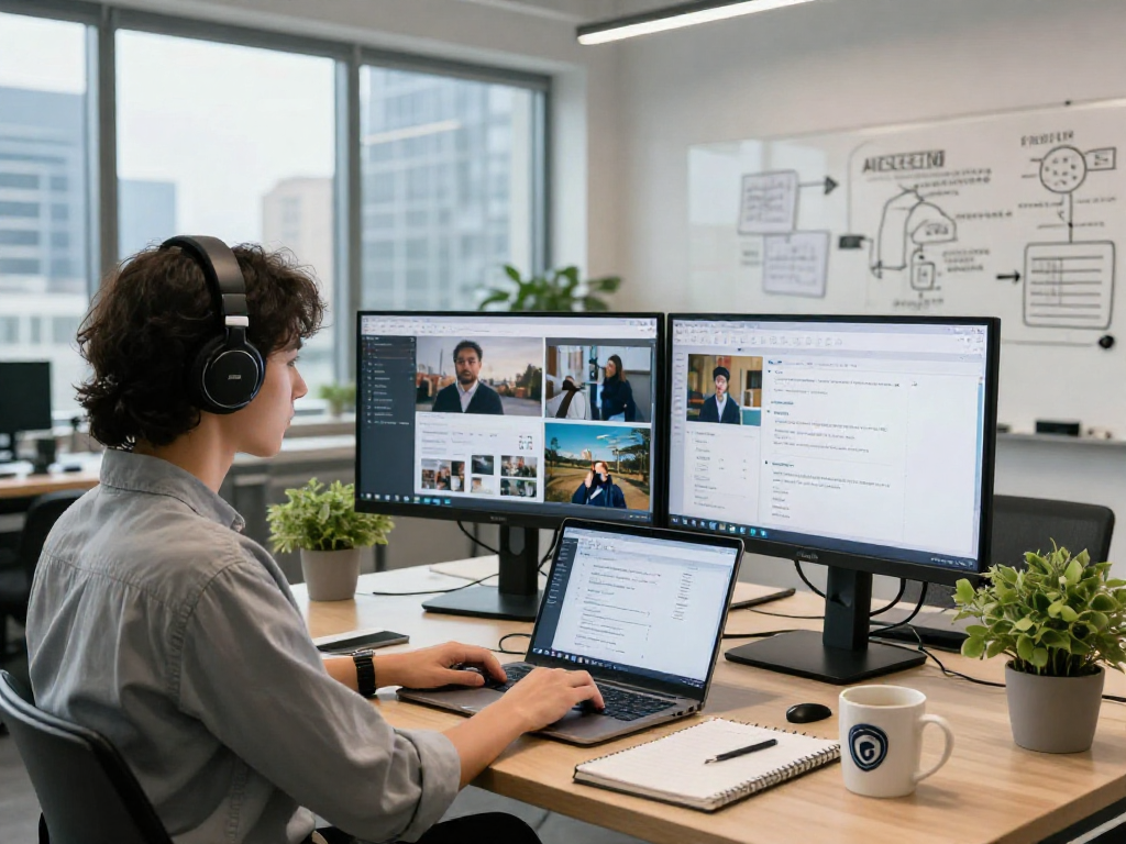 AI detector in action at a content moderation workspace, highlighting real-time analysis and community safety.