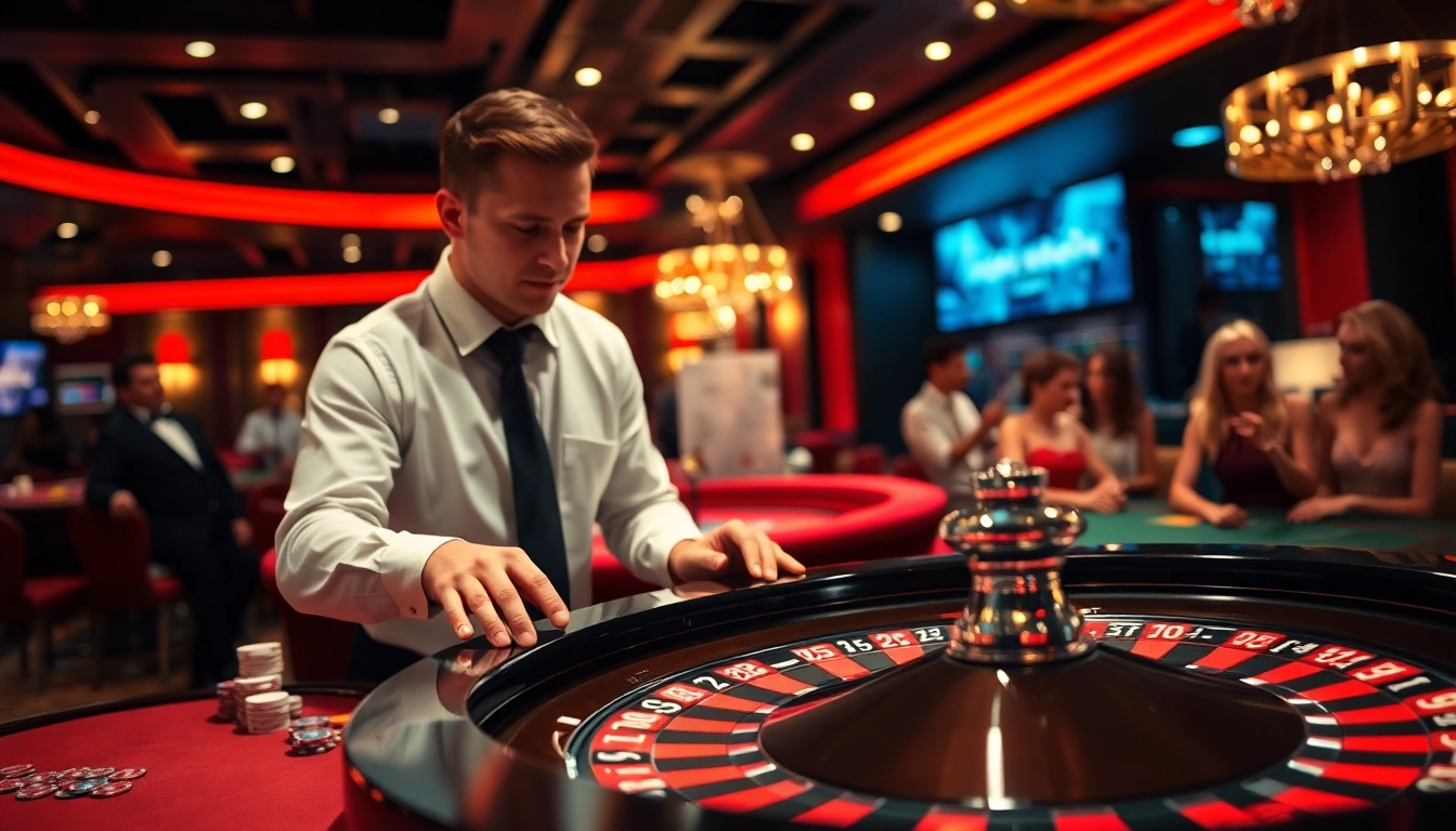 Engaging scene of Non gamstop casino Uk players excitedly participating at a roulette table.
