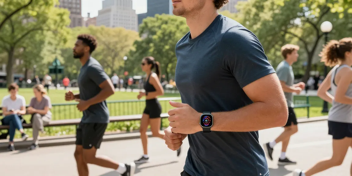 Fitbit Luxe yang stylish dipakai oleh pelari di taman kota, menampilkan fitur kesehatan di https://www.polarfitbitshop.com/fitbit-luxe/.