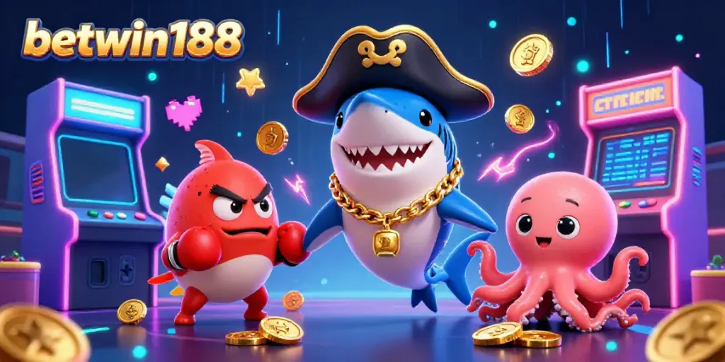 Mengakses betwin188 dengan cepat melalui karakter lucu dalam ilustrasi kreatif yang penuh warna.