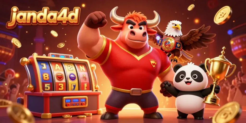 Janda4d mempersembahkan maskot beruang dan elang di kasino online yang penuh kemeriahan.