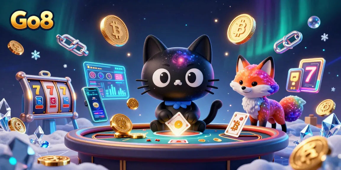 Experience the thrilling world of Go8 casino with a captivating cosmic scene of games and excitement.