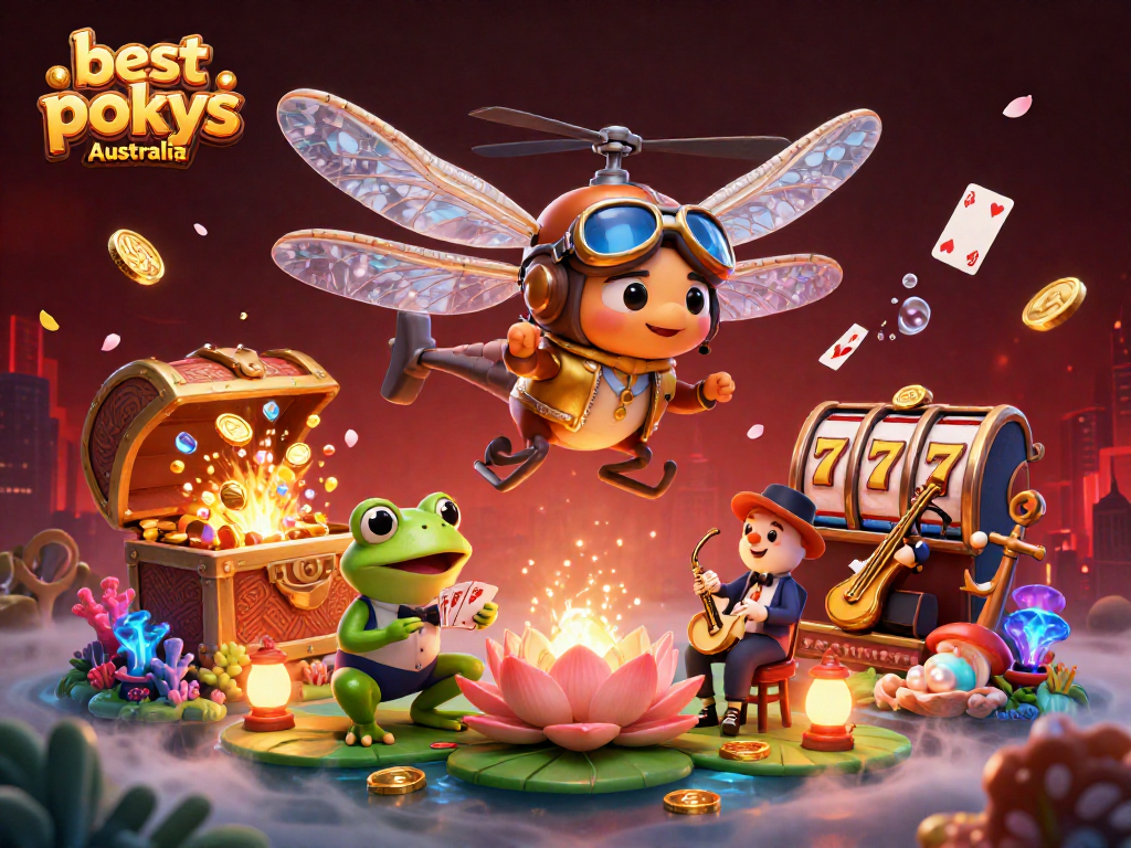 Engage with the best online pokies Australia featuring a vibrant casino scene with lively characters.