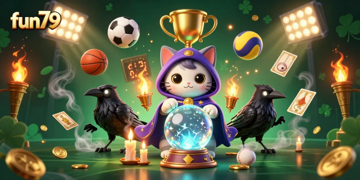 Engage in thrilling gameplay at fun79 with dynamic sports elements, trophies, and vibrant casino graphics.