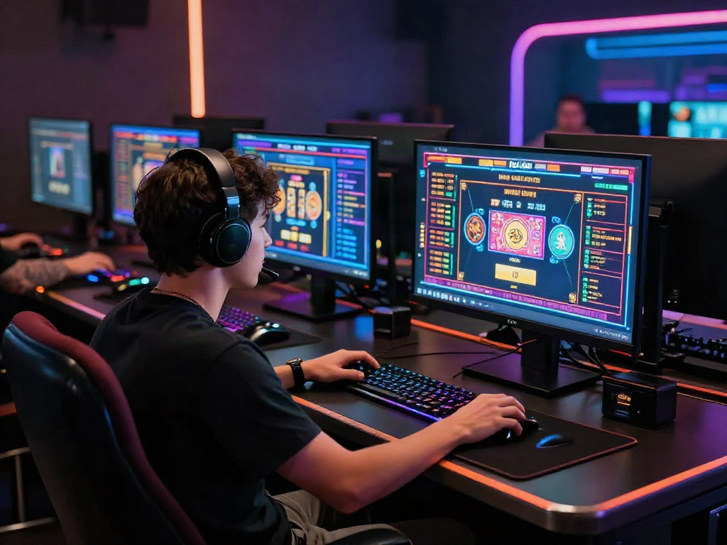 Proses Login LUXURY111 dalam permainan slot dengan suasana gaming yang diwarnai LED.