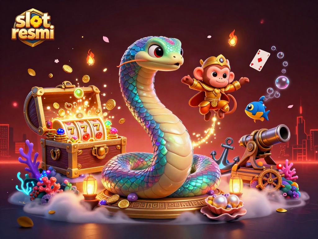Engage with slot resmi games featuring vibrant characters in a magical casino landscape.