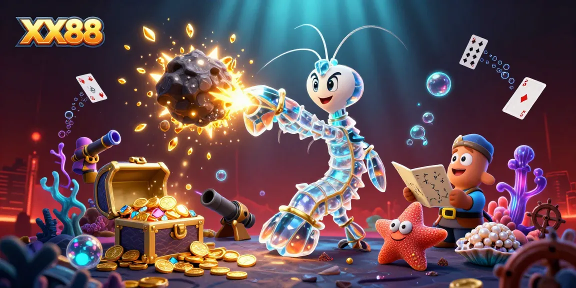 Bet big with XX88, where a galactic samurai mantis shrimp collides with treasure-filled asteroids and floats amidst gaming wonders.