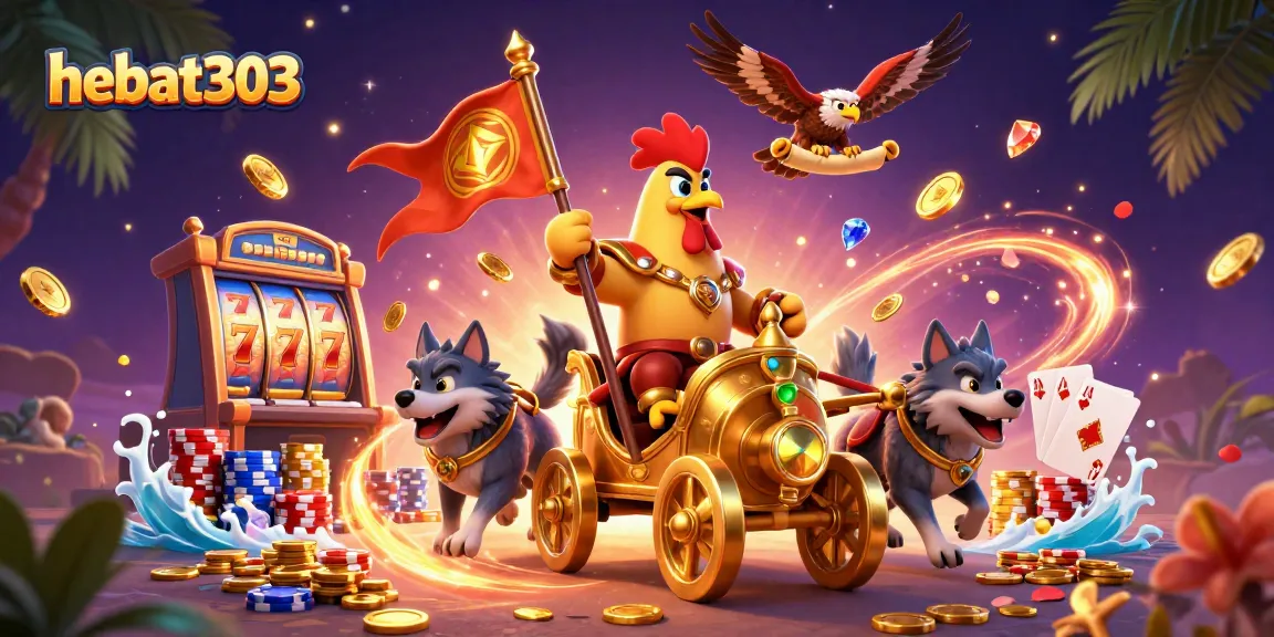 Spin the reels at hebat303 with exciting slots and jackpots in a vibrant casino scene.