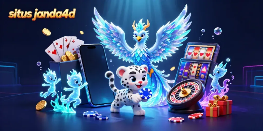 Gambarkan situs janda4d dengan detail penuh dalam ilustrasi digital 3D yang menampilkan karakter menarik dan elemen permainan.