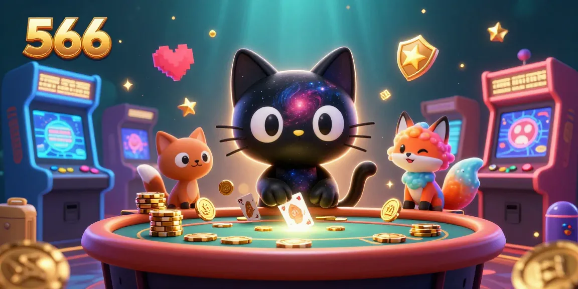 Engage in thrilling gameplay at 566 with dynamic casino elements featuring an enchanting cosmic cat.