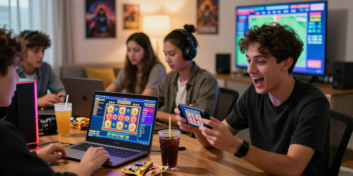 Exciting online gaming moment with friends at https://gravatar.com/playbook88official, showcasing vibrant slot games.