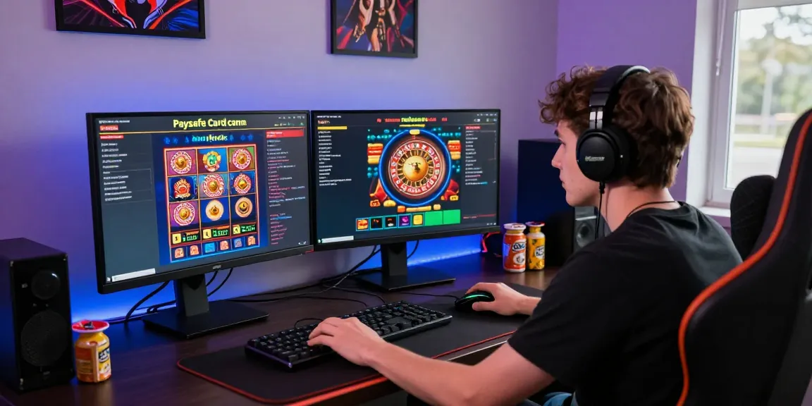 Fesselnde Paysafe Card Casino-Spielszene mit Live-Spielautomaten und lebhafter Atmosphäre