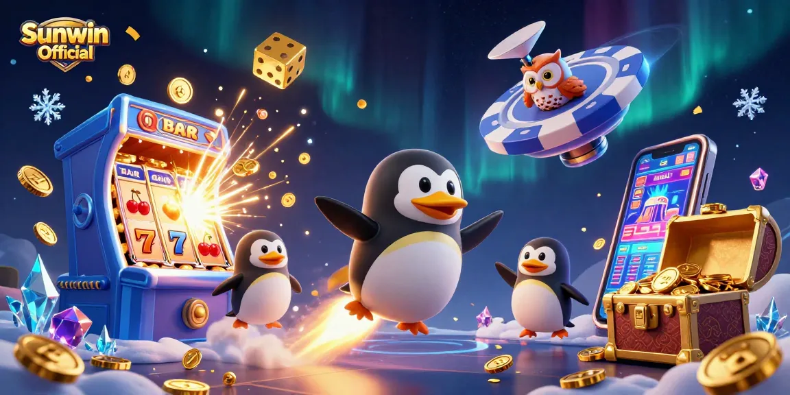 Experience thrilling action with Sunwin Official as the golden penguin rockets toward a vibrant casino.